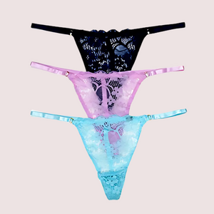3 Pack Women's G-String Lace Underwear