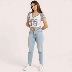 Women's Brooklyn 76 Graphic Crop Top - Sporty V-Neck Tee