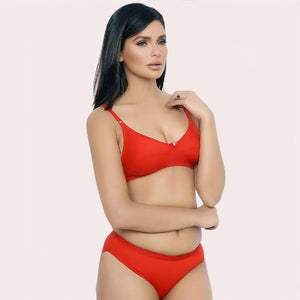 FD Organic Cotton Bra Set - Red | Soft, Skin-Friendly & All-Day Comfort