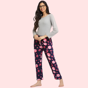Ladies Winter Warm Printed Pajamas - Pack of 2