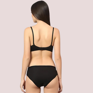 Cherry Hug - Black Cotton Bra & Panty Set