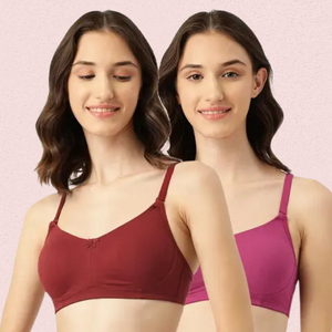 Breathable Cotton Non-Padded Bra - Women's 2-Pack
