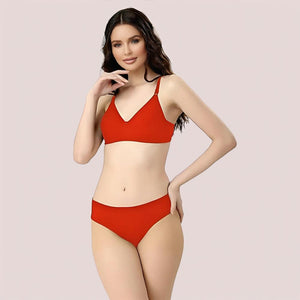 Cherry Hug - Red Cotton Bra & Panty Set