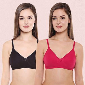 Women's Cotton Non-Padded Seamless Bra Set (Pack of 2)