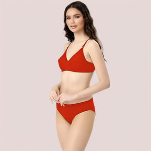 Cherry Hug - Red Cotton Bra & Panty Set