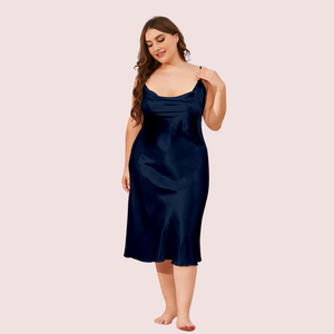 Glamour Satin Cowl Dress - Plus Size