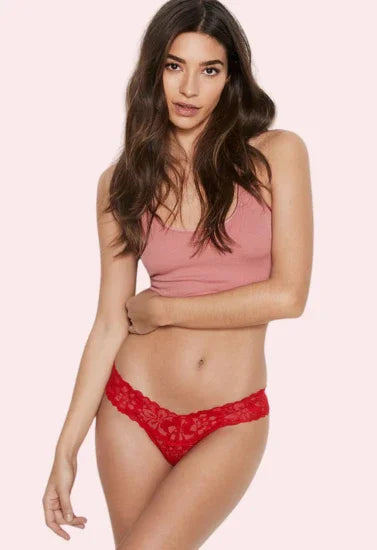 Red lace women's lingerie set with pink top, designed for comfort and elegance