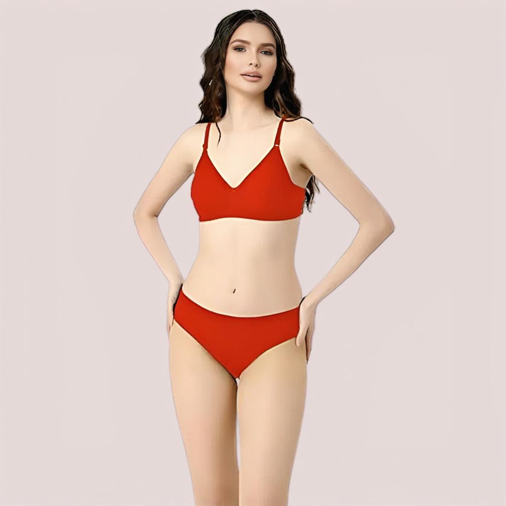 Cherry Hug - Red Cotton Bra & Panty Set