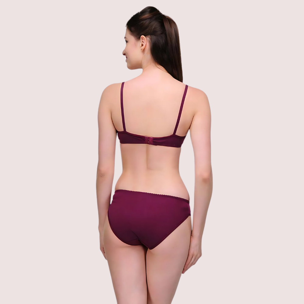 "Pure" Cotton Purple Bra Panty Set