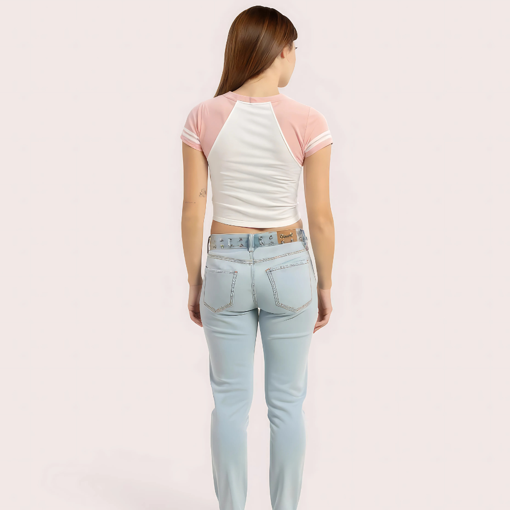 Women's Pink Brooklyn 76 V-Neck Crop Top - Sporty Graphic Tee
