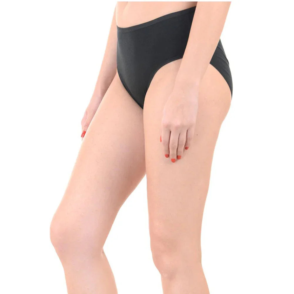 Black high-waisted bikini bottom for women, sleek and comfortable swimwear design