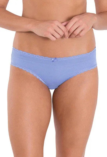 Soft blue lace-trimmed women's underwear for comfort and elegance