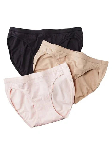 Soft cotton women's underwear in black, beige, and pink – comfortable everyday lingerie