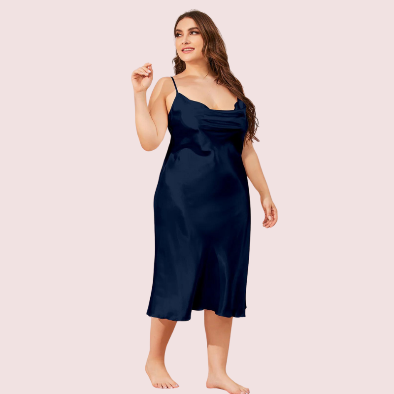 Glamour Satin Cowl Dress - Plus Size