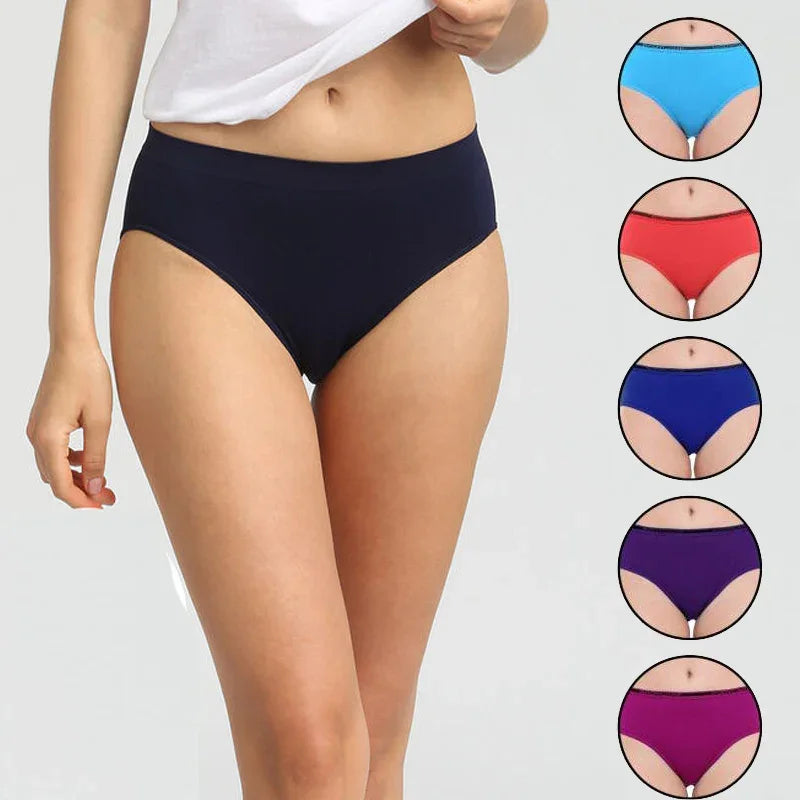 Women's high-waist seamless underwear in navy blue with color options for comfortable everyday wear