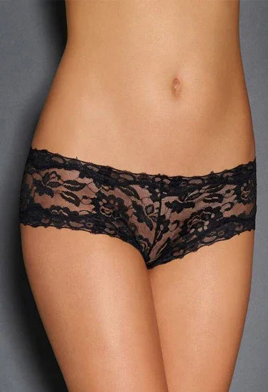Black lace floral lingerie briefs for women, elegant and comfortable design