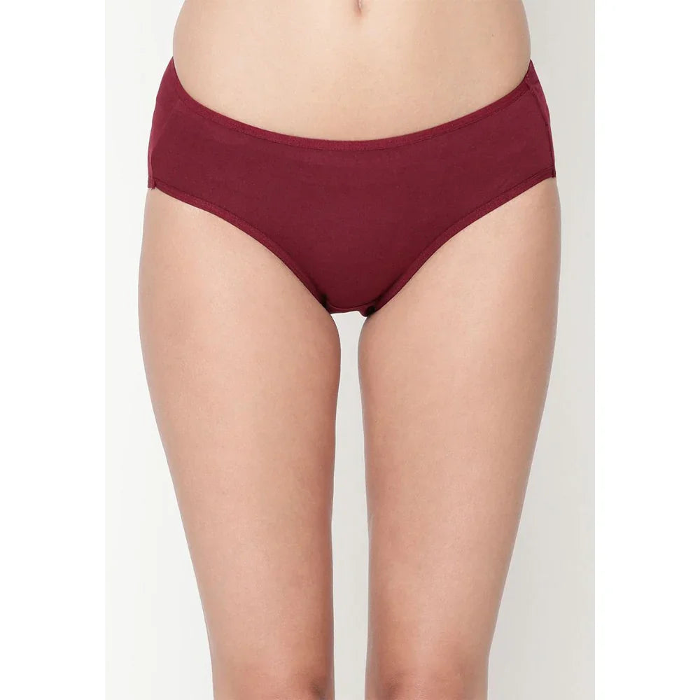 Burgundy women's cotton briefs for comfort and everyday wear