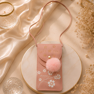 Blush Petal Embellished Mobile Sling Bag